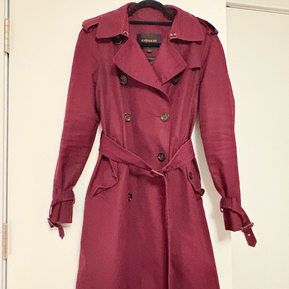 Coach Women's Deep Red Trench Coat
